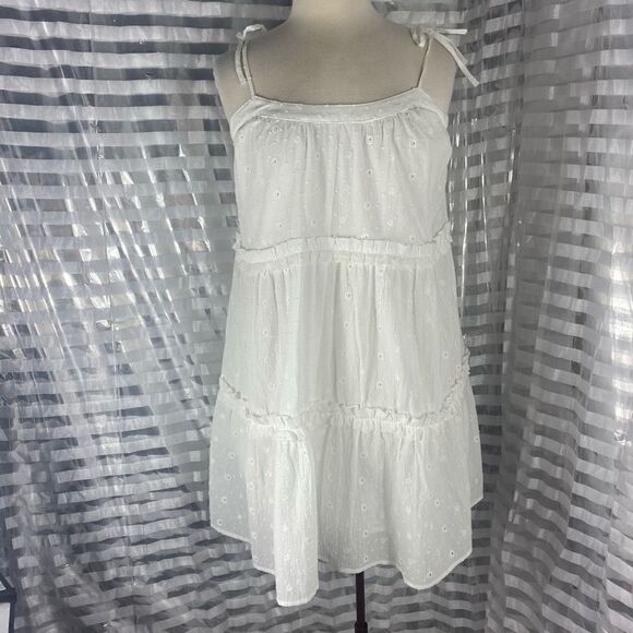 Loft White Eyelet Layered Sleeveless Dress - Picture 1 of 5